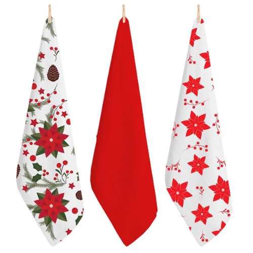 RANS Christmas Flowers Tea Towels - 3 Piece Set